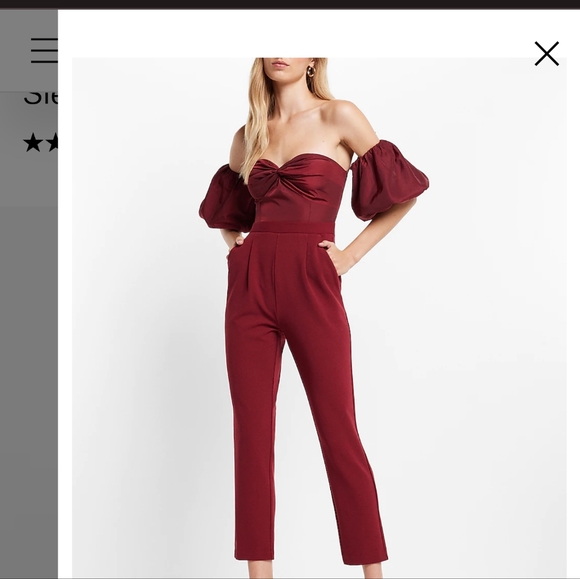 Express Red Burgundy Jumpsuit 2 - Picture 2 of 4